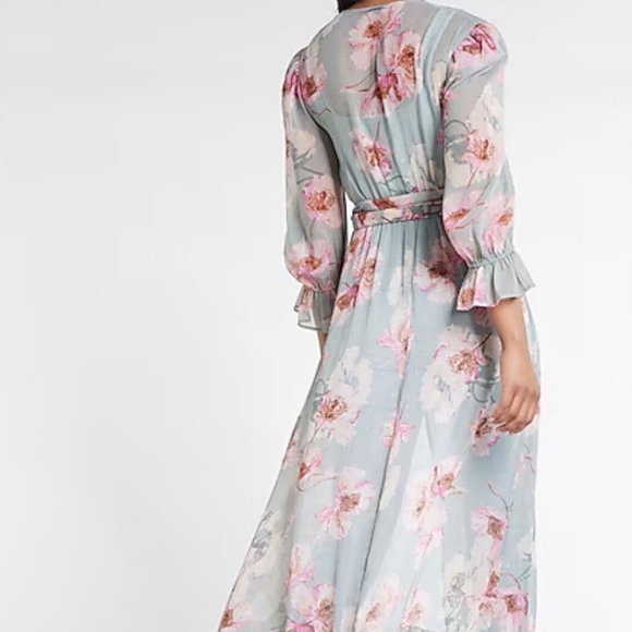 Express Sheer Floral Wrap Duster Maxi Kimono Size S/M Romantic Boho Layering - Picture 4 of 12